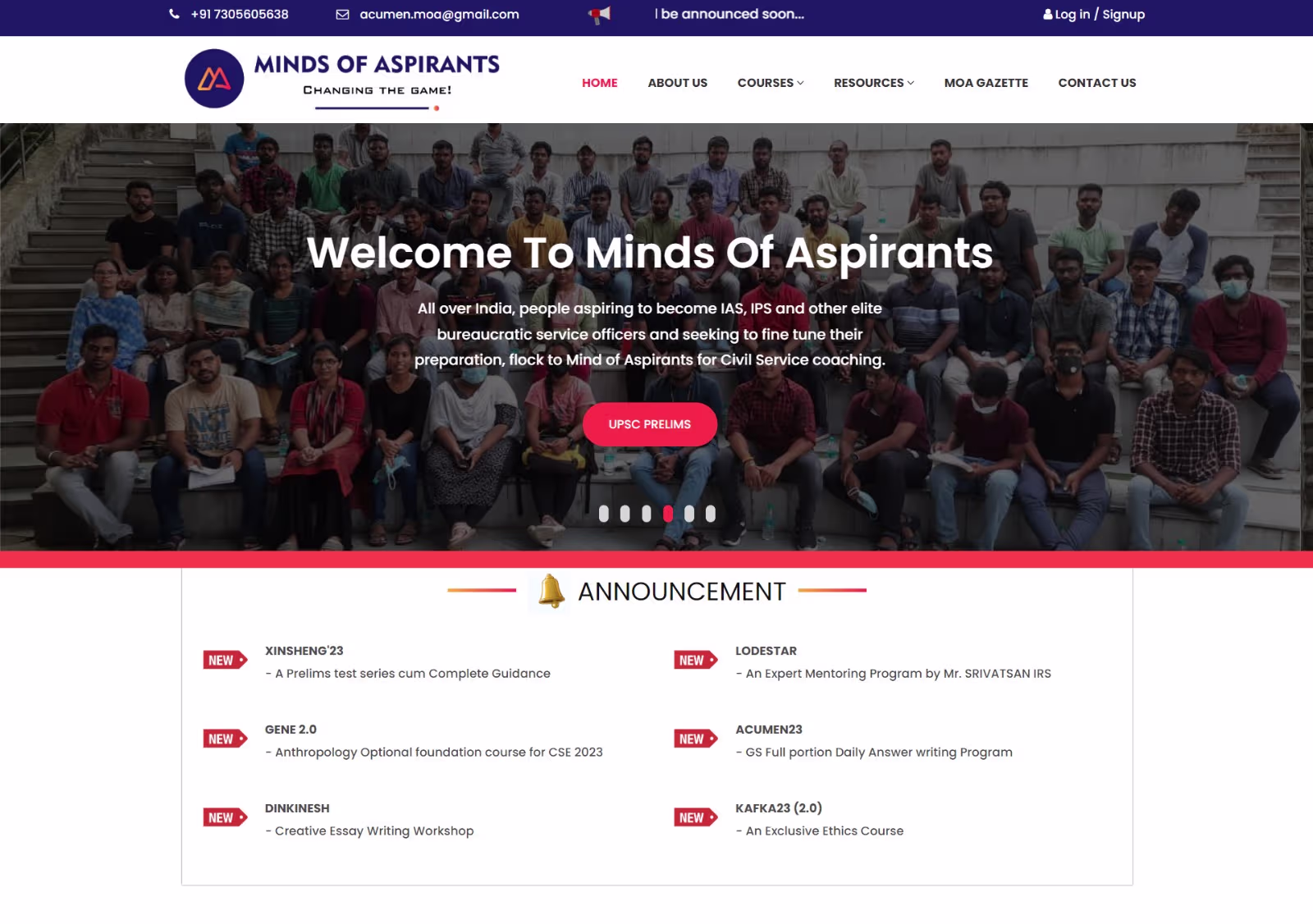 Mindsofaspirant career website by ImpressBSS